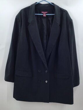 NWOT Women's 32 Black Blazer Office Basics Lined Double Breasted Jessica London